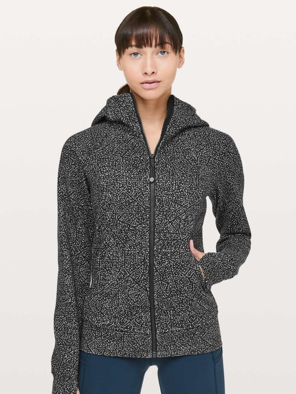 Lululemon Scuba Hoodie *Light Cotton Fleece - Night View White Black - Size 6